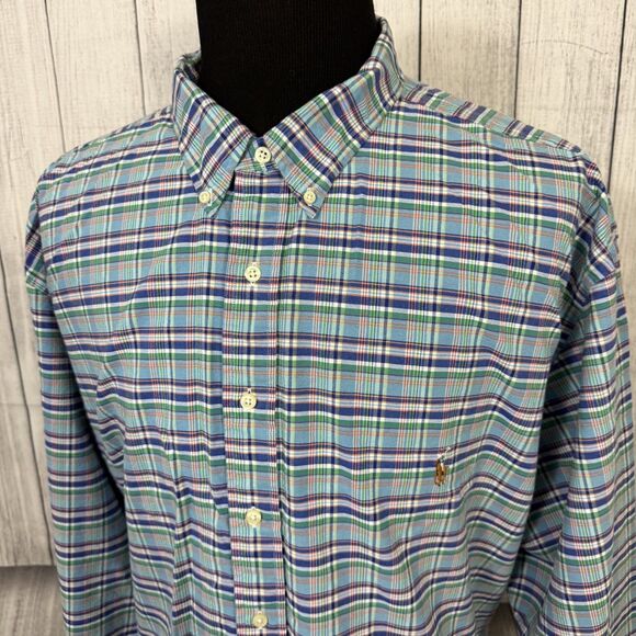 Ralph Lauren Men's 4XLT Multicolor Check Cotton Long Sleeve Button-Front Shirt - Picture 2 of 6